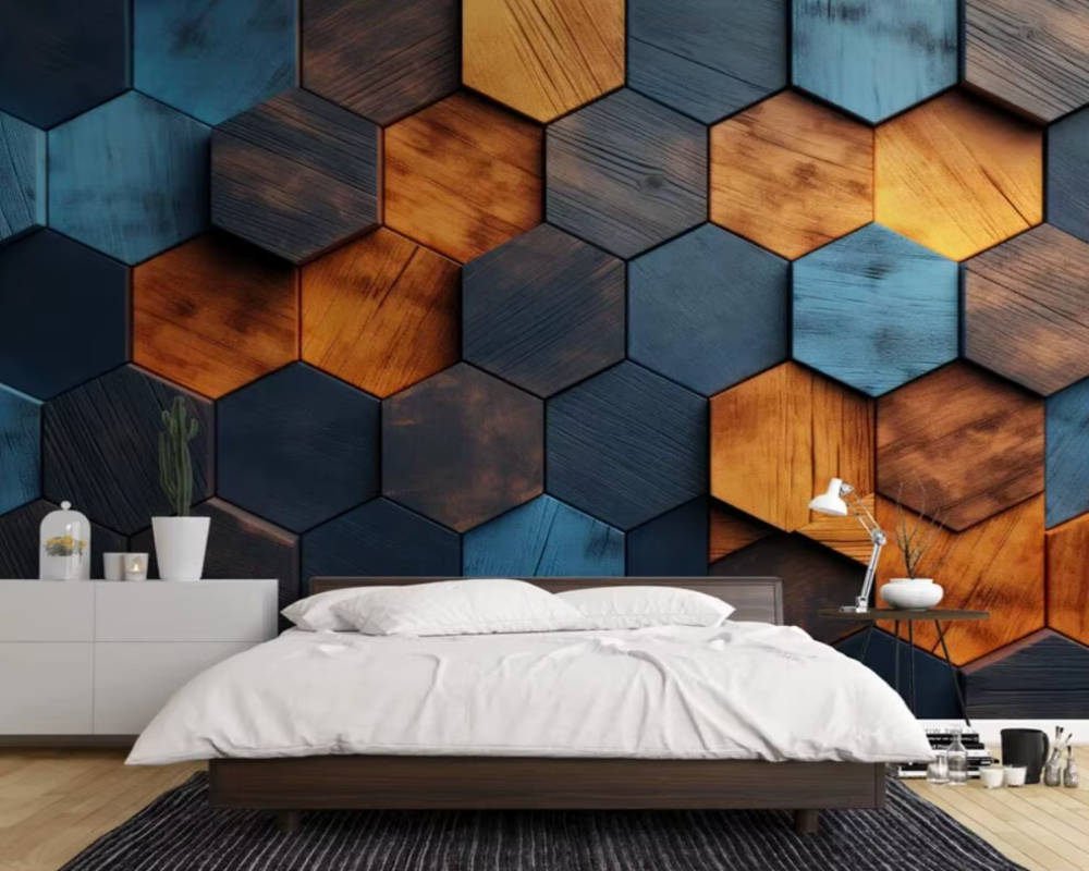 3D Wallpaper Colourful Hexagons